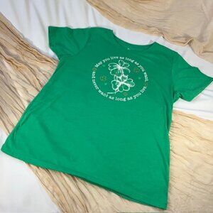 Celebrate Womens  Graphic Shamrock Luck Short Sleeve Tee Size L (12-14)